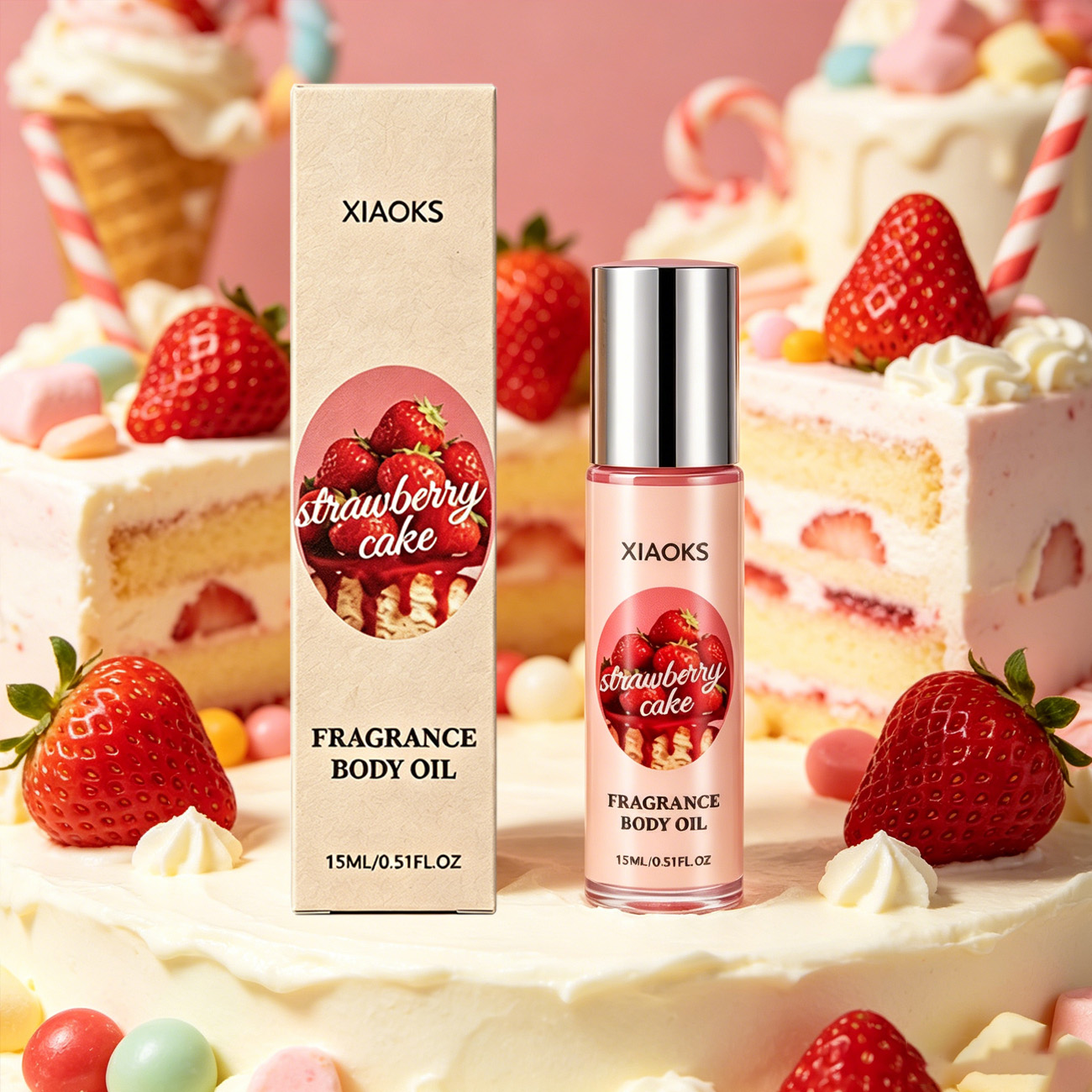 Home Spray Fragrance - 1 fles Strawberry Cake Sweet Roll-On