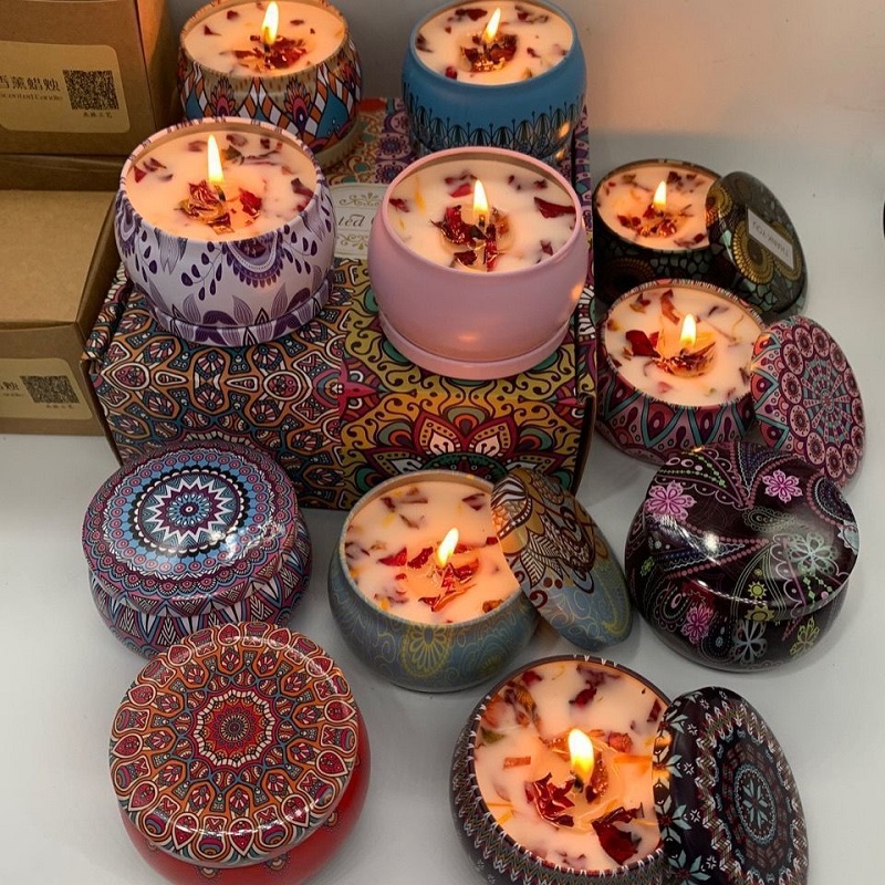 Home Fragrance Scented Candle - 1/4PCS Vintage Geurkaarsen Sojawas Kaarsenpotten Bloemengeur